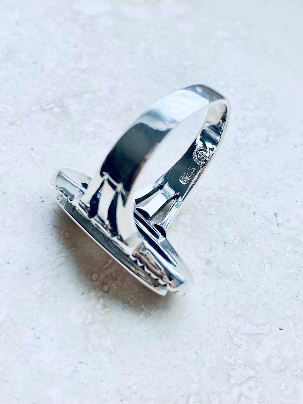 😍TOP SELLER😍 925 Silver Etched White Lab Opal Ring, Statement Boho Silver Rings - Picture 11 of 11